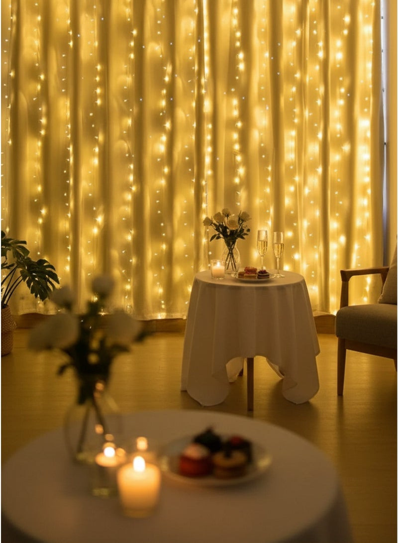 LED Curtain Lights 3*3 (144 LEDs) - Decor for Ramadan, Eid, Parties & Romantic Ambience - Image 4